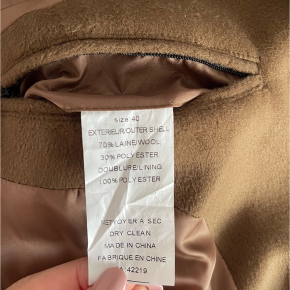 NWOT Vizoni Uomo Camel Tan Wool Coat Peacoat Single Breasted - Picture 6 of 8